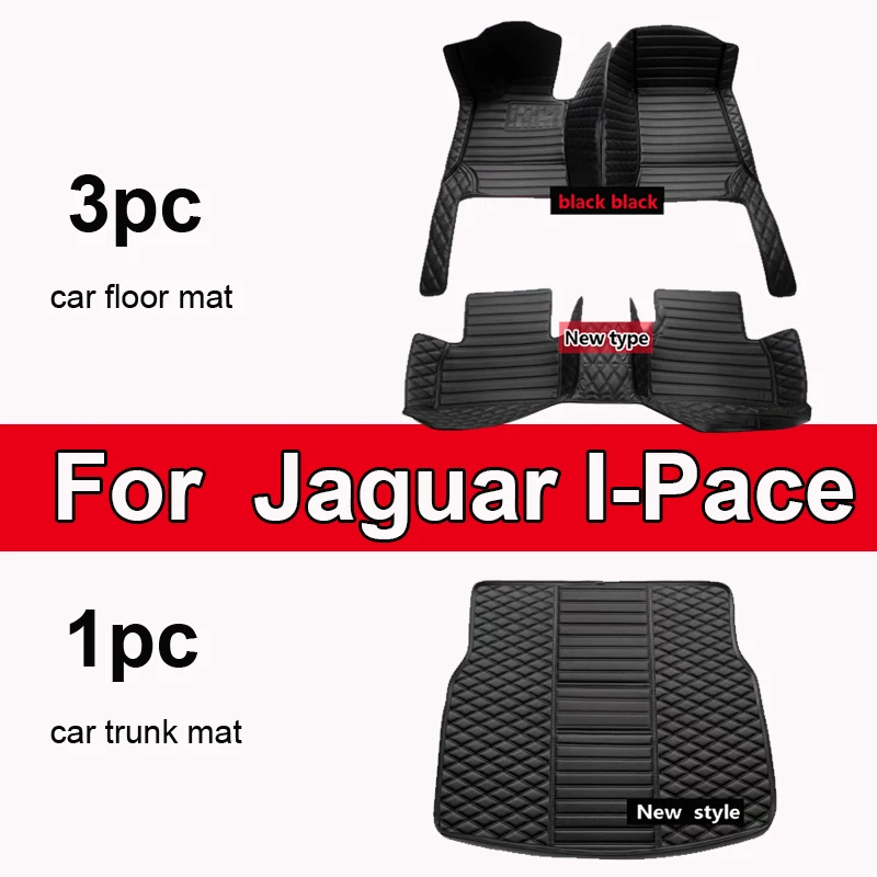 Car Floor Mats For Jaguar I-Pace IPACE I PACE 2018~2022 Carpet Leather Mat Anti Dirty Pad Cubre Pisos Para Autos Car Accessories