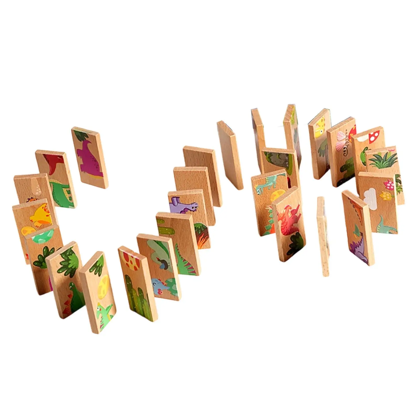 Dinosaur Dominoes Wooden Puzzle Game for Kids 26 Colourful Tiles Matching Toy for Toddlers 3-4 Years Early Learning