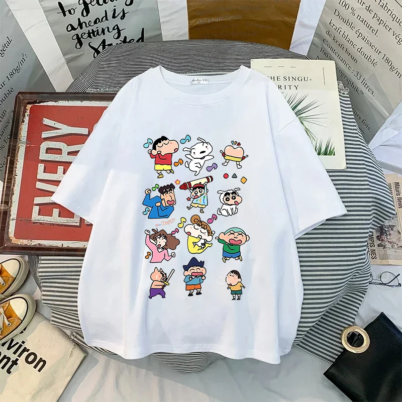 Crayon Shin-chan T Shirt Anime Cartoon Tees Woman Man Short Sleeve Boy Girl Breathable Tops Casual T-Shirt Summer Clothes Gift
