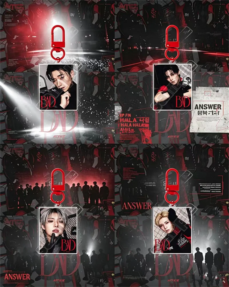 Idol ATEEZ New Album GOLDEN HOUR : Part.5 Song BAD Acrylic Keychain Backpack Ornament Mingi Yunho Seonghwa Jongho San Fans Gifts