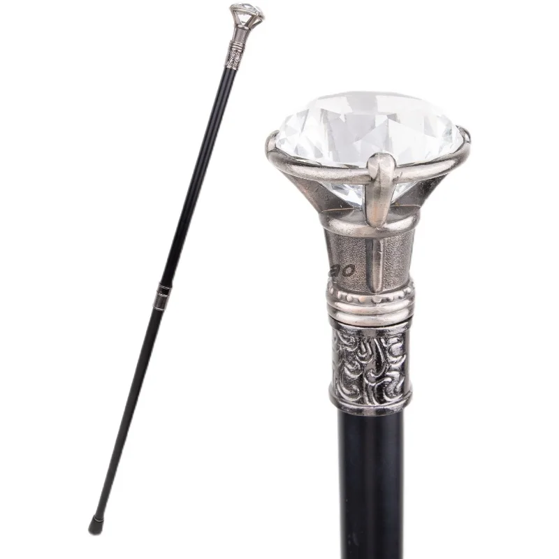 Crystal diamond walking stick, secret room scepter, domineering metal creative gentleman's stick, fashionable elderly walking