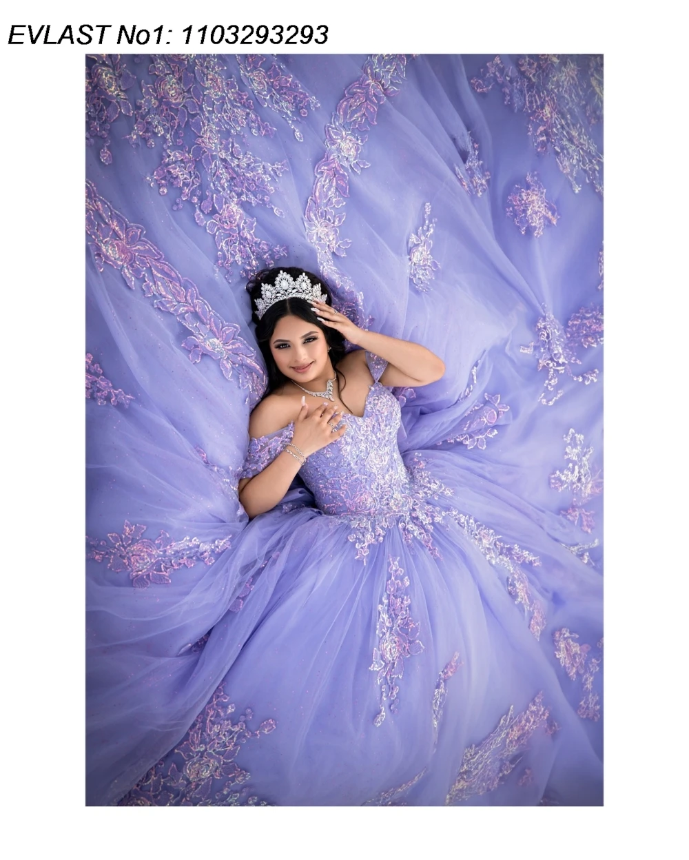 EVLAST Customized Shiny Lilac Ball Gown Quinceanera Dress 3D Floral Lace Applique Beading Sweet 16 Vestidos De 15 Anos E1QN230