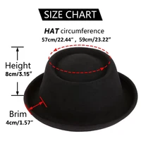 100% Wool Pork Pie Fedora Hat for Women Men Autumn Winter Felt Curved Brim Porkpie Hat - Image 5