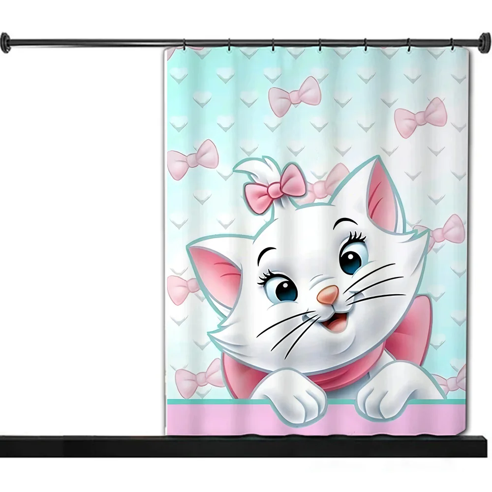 Shower Curtain Waterproof Polyester Fabric Paint Colorful Bath Disneys Marie Cat Curtains Home Bathroom Decor Curtain With Hook