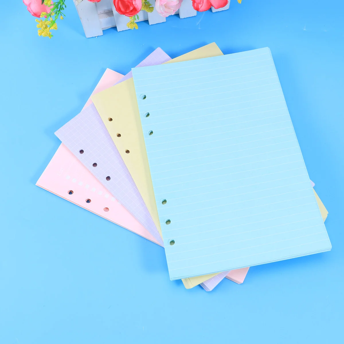 4 Pcs Refill Notebook Filler Paper Colored Six Binder Dividers A5 Loose Leaf Hole Punch School Office Writing Journal Note