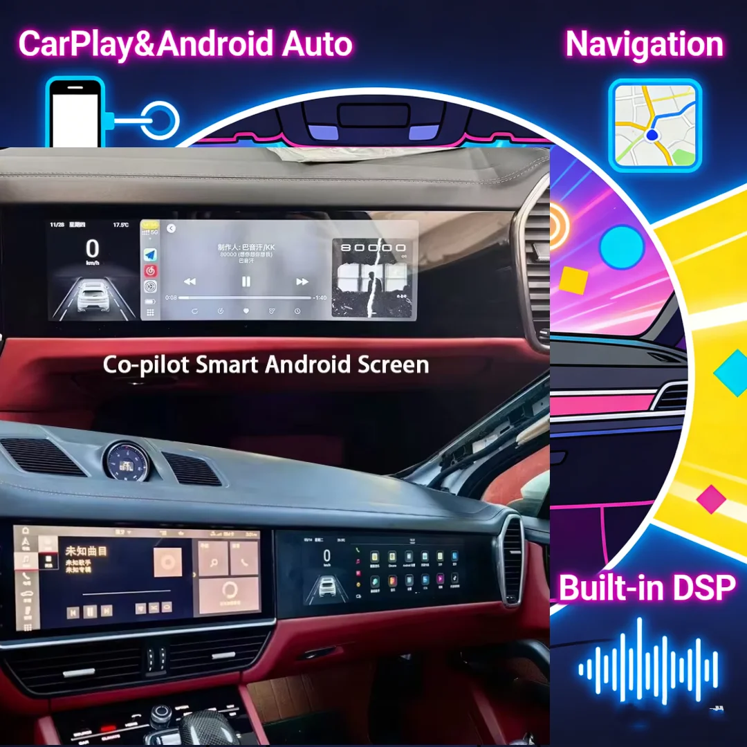 For Porsche Cayenne 2018~2024 Car Copilot Android Screen Auto Monitor Carplay Passenger Seat Entertainment New Upgrade Head unit