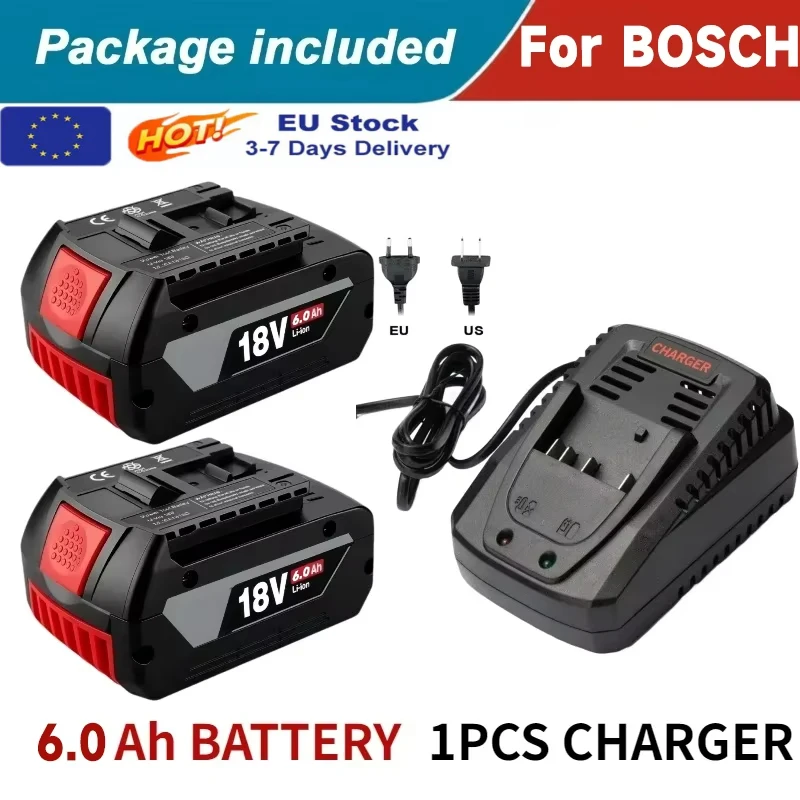 Original für Bosch 18V Akku 6,0Ah Bohrmaschine 18V 6,0Ah wiederaufladbarer Li-Ionen-Akku, BAT609,, BAT618, BAT618G, BAT614