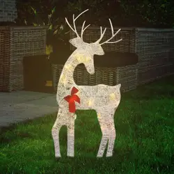 2025 New Christmas Lighting Deer With Bell Bow LED Light Glowing Glitter Reindeer Xmas Home Outdoor Yard Decoration