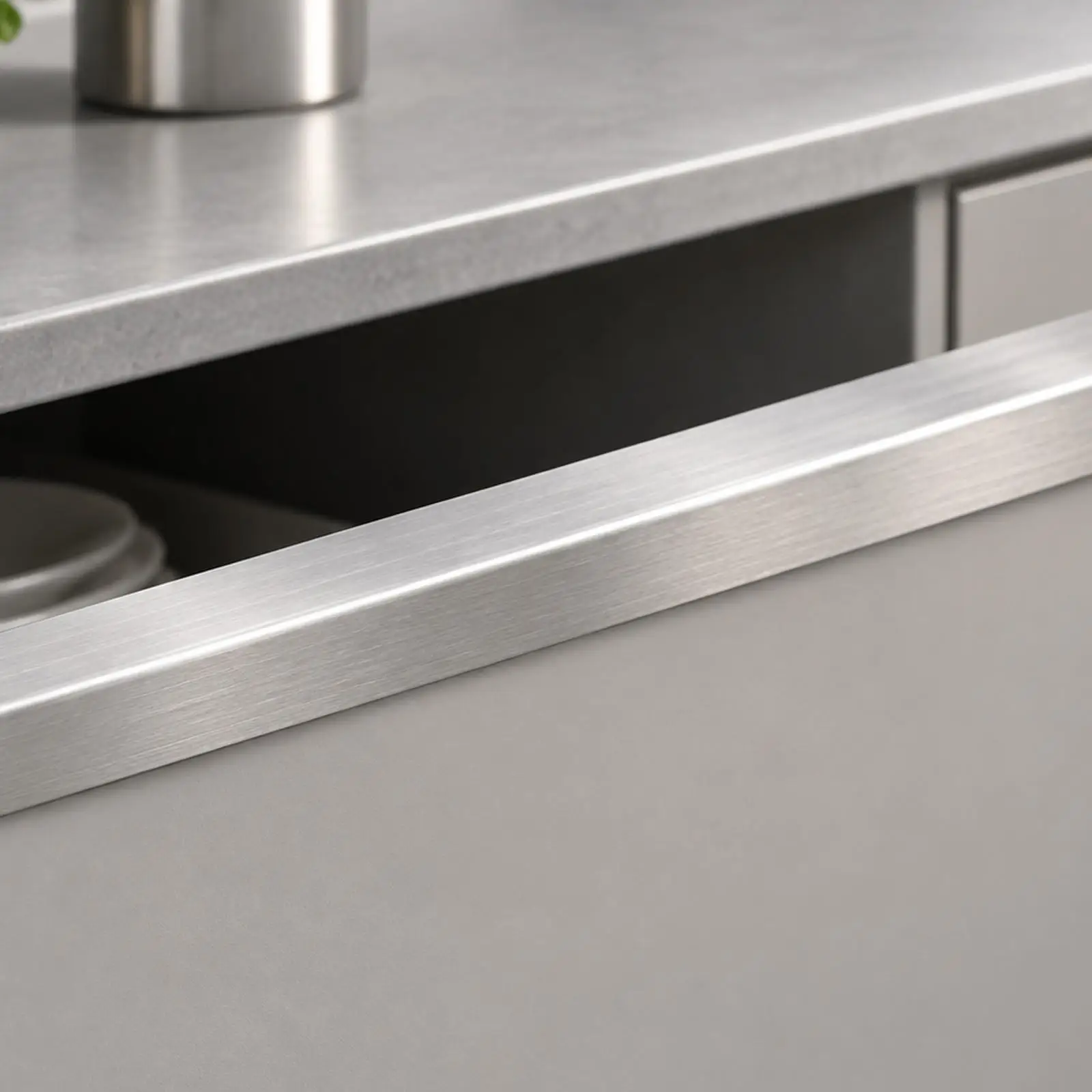 2 Pieces 304 Stainless Steel Drawer Edge Protector Brushed Silver Stainless Steel Cabinet Edge Protector Scratch-Resistant