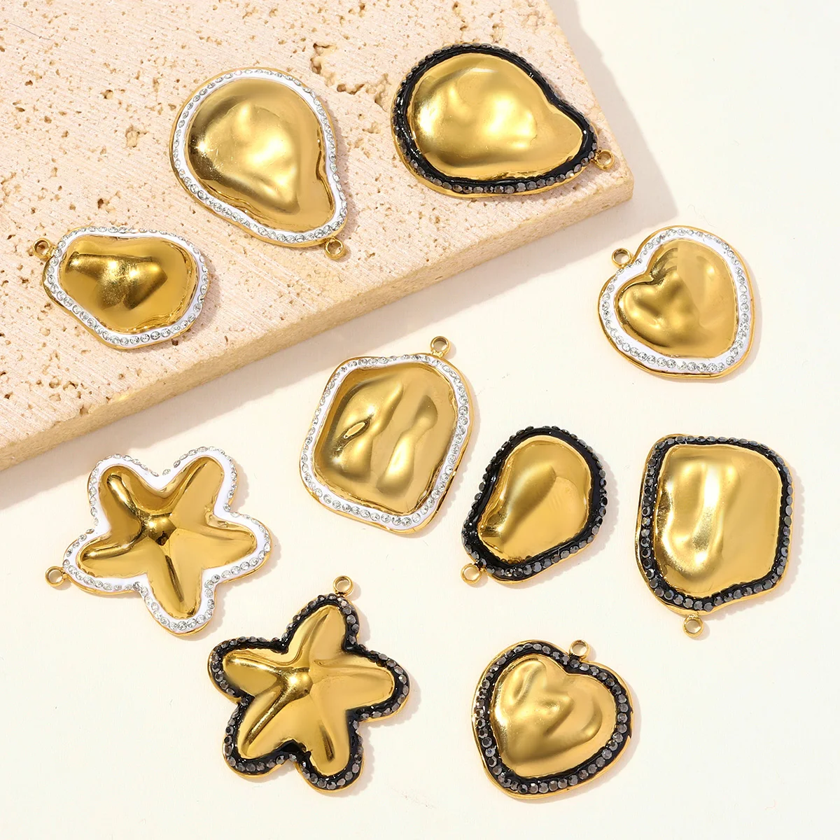 3Pcs/Lot Stainless Steel Special Shaped Heart Star Charms For DIY Making Necklace Earrings Fashion Accessories Jewelry Wholesale