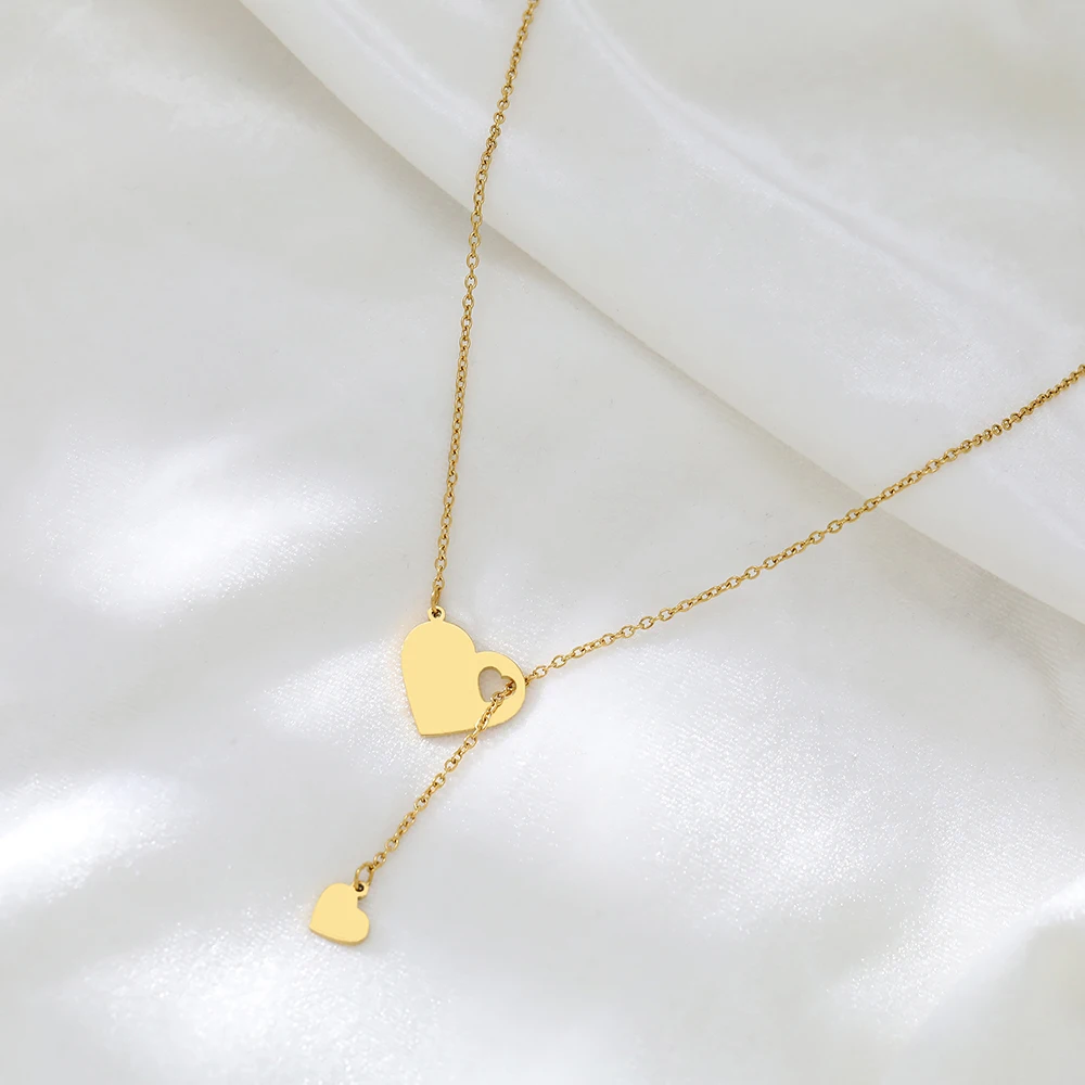 Stainless Steel Necklaces Sweet Heart Pendants Chains Charms Choker Fashion Necklace For Women Jewelry Wedding Party Girls Gifts