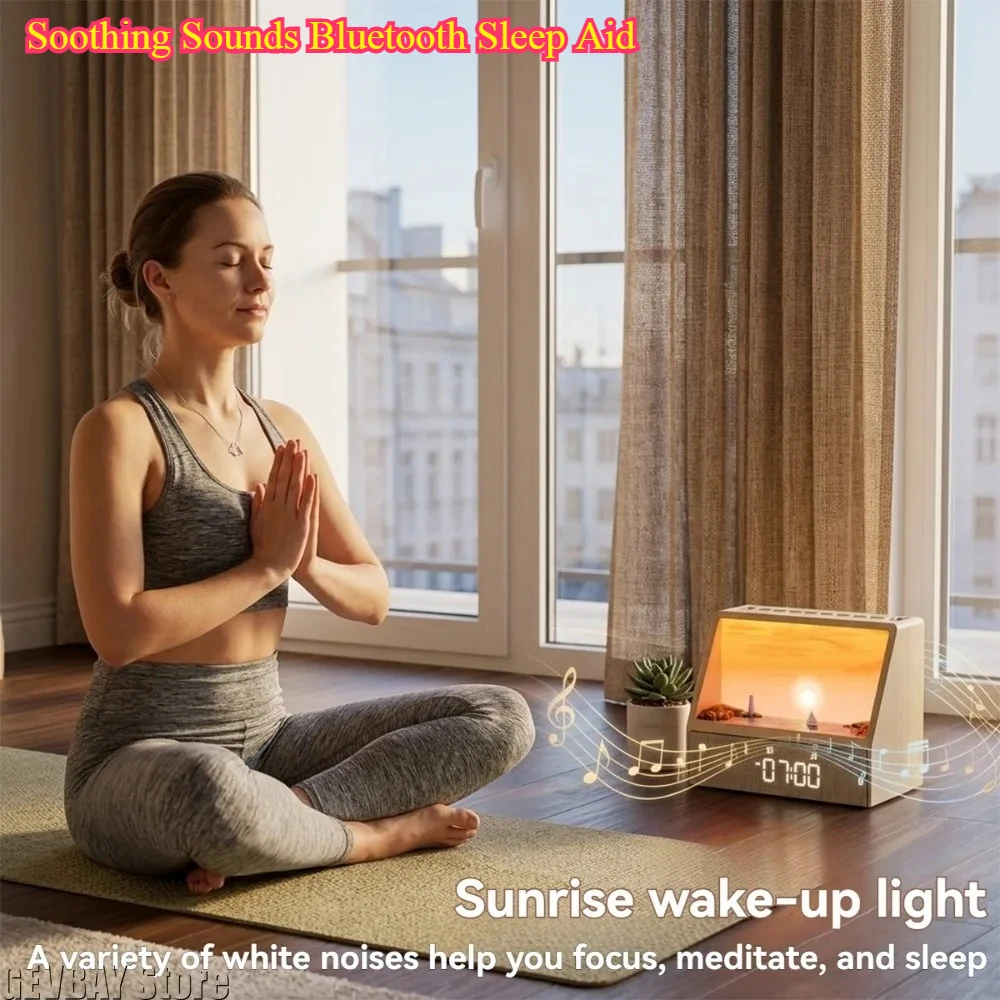 Soothing Sounds Bluetooth Sleep Aid - Sunrise Alarm Clock Table Light Night Bedroom Decor