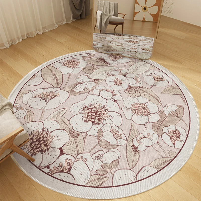 

Living Room Round Carpet Cloakroom Dressing Table Chair Area Rug Bedroom Bedside Non-slip Comfortable Easy To Care for Foot Pad