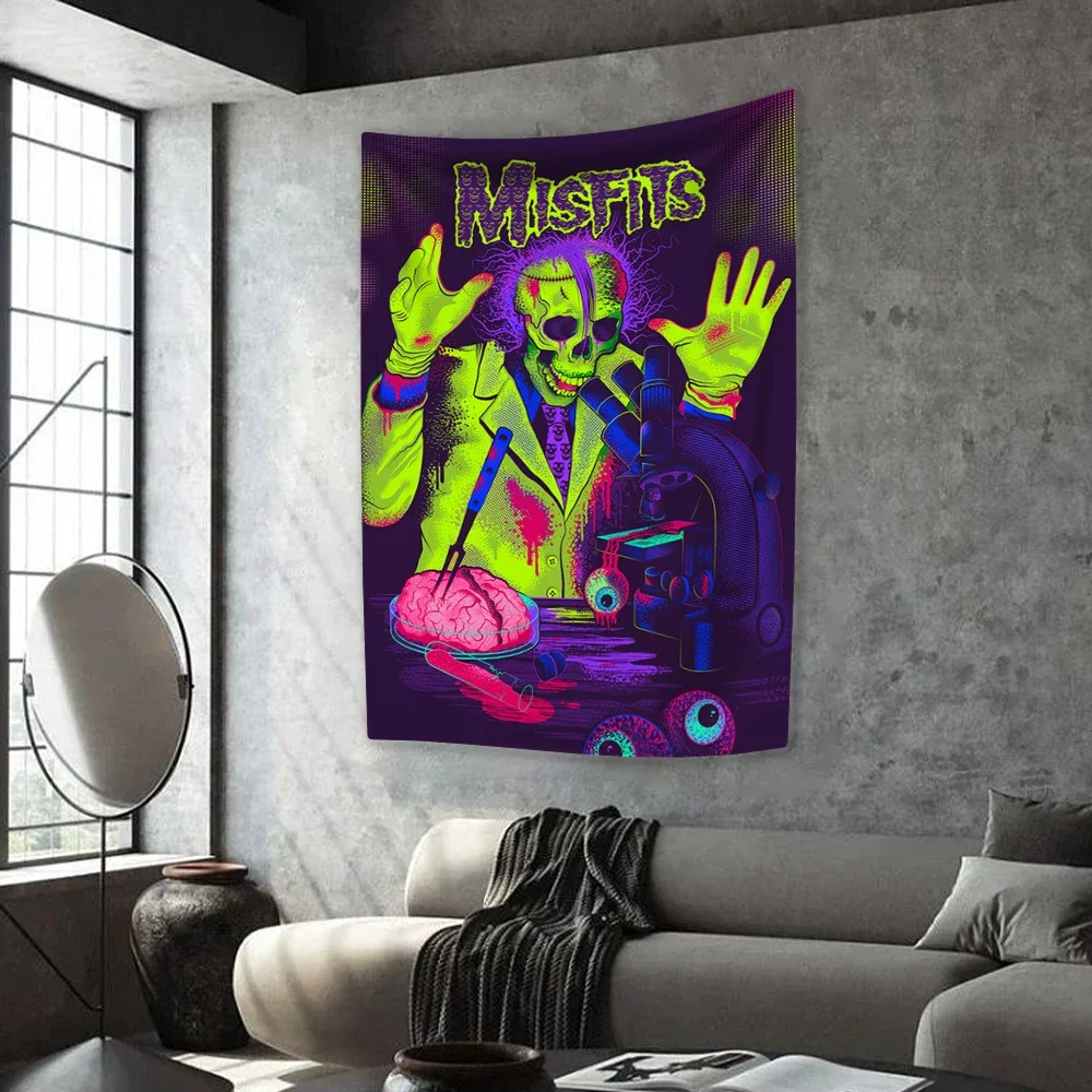 

Rock And Roll Music Tapestry Punk Band Misfits Print Home Decoration Wall Hanging Dormitory Bedroom Background Concert Decor