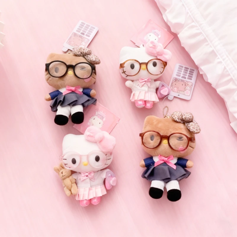

Kawaii Sanrio Hello Kitty Jk Uniform Cute Girl Glasses Exquisite Bag Pendant Cute Kt Cat Girl Children Cartoon Decor Girls Toys