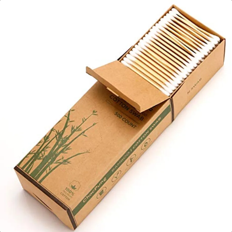 Coton-tige en bambou naturel, paquet de 500 cotons à deux pointes, double pointe, écologique, biodégradable, confortable et doux, sans plastique