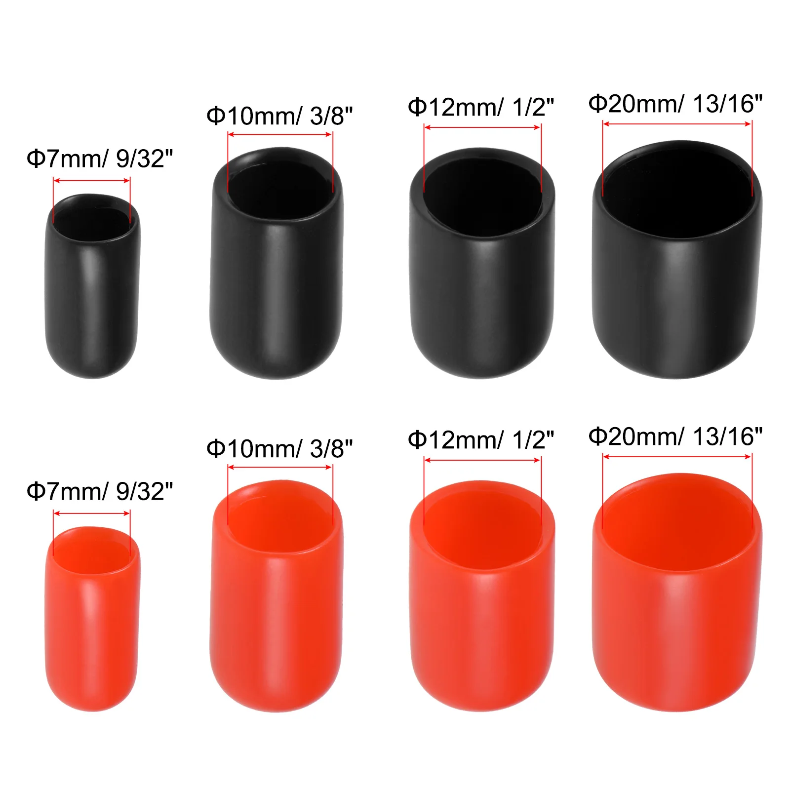 Uxcell Round End Caps Rubber Cover Red Screw Protector Plastic Cable Wire Thread Cover Vinyl End Cap for Screw Bolt Pipe