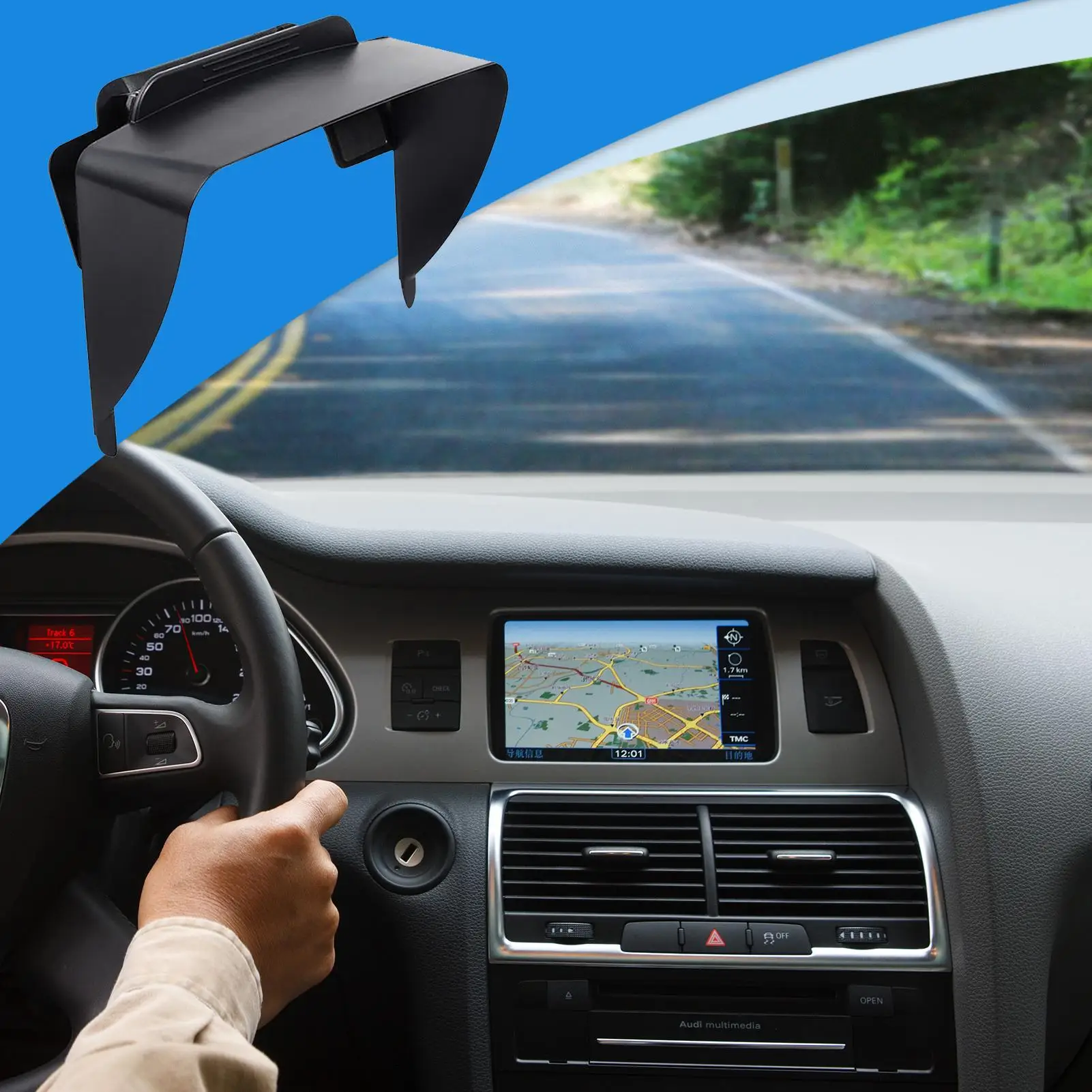 Car Instrument Dash Mask GPS Sunshade Visor Lens UV protection Car GPS for Reduce screen glare and reflection ﻿