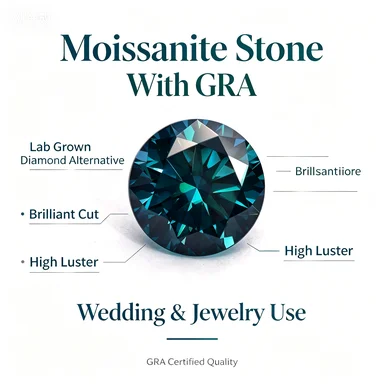 Moissanite Stone Dark Green Color Round Cut Gemstone Test Passed For Diy Jewelry Making Comes With Certificate