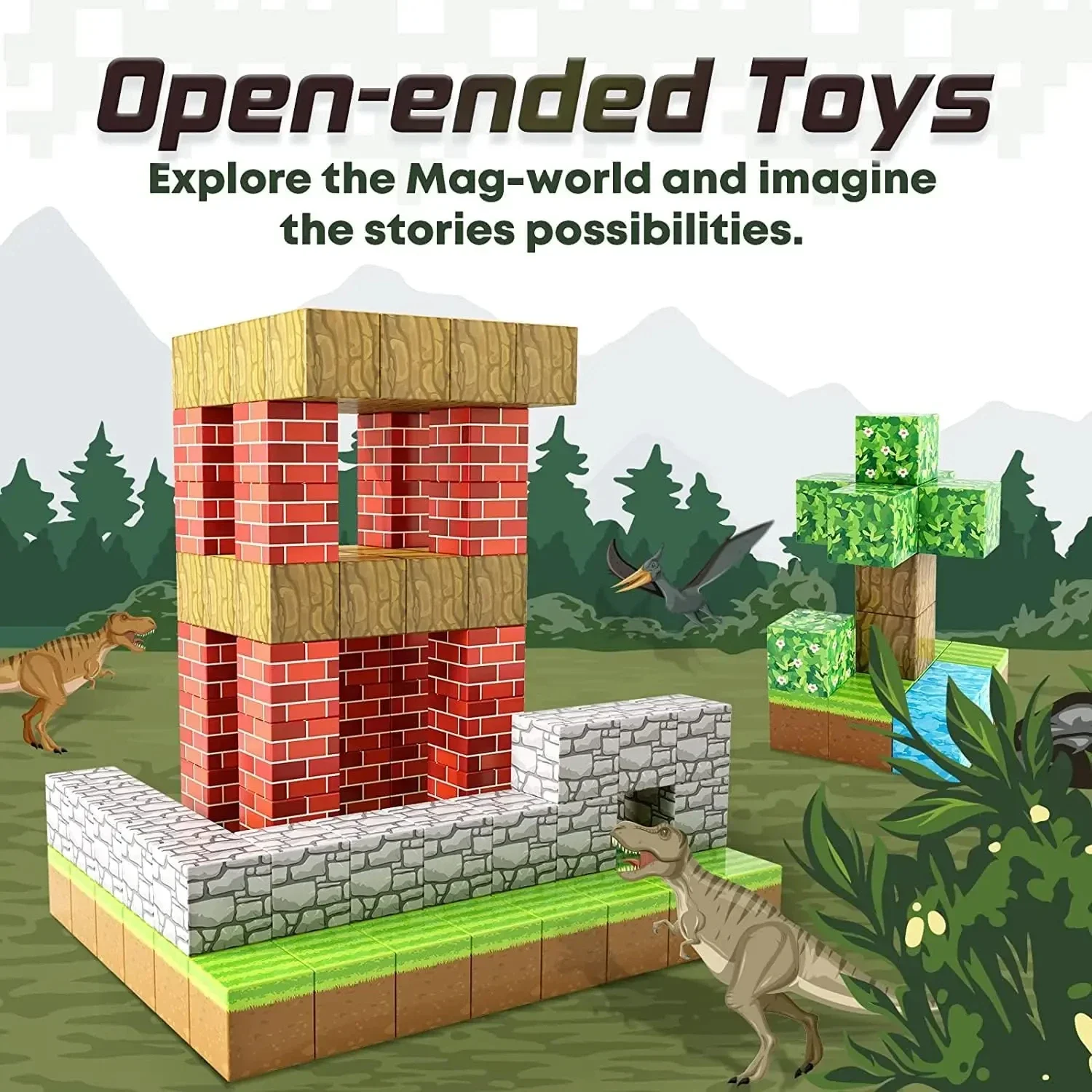 DIY Magnetic Building Blocks World แม่เหล็ก Cube ชุดสําหรับเด็กผู้หญิงเด็กต้นไม้ House รุ่นเด็กของขวัญ Sensory ของเล่นอาคารฟรี