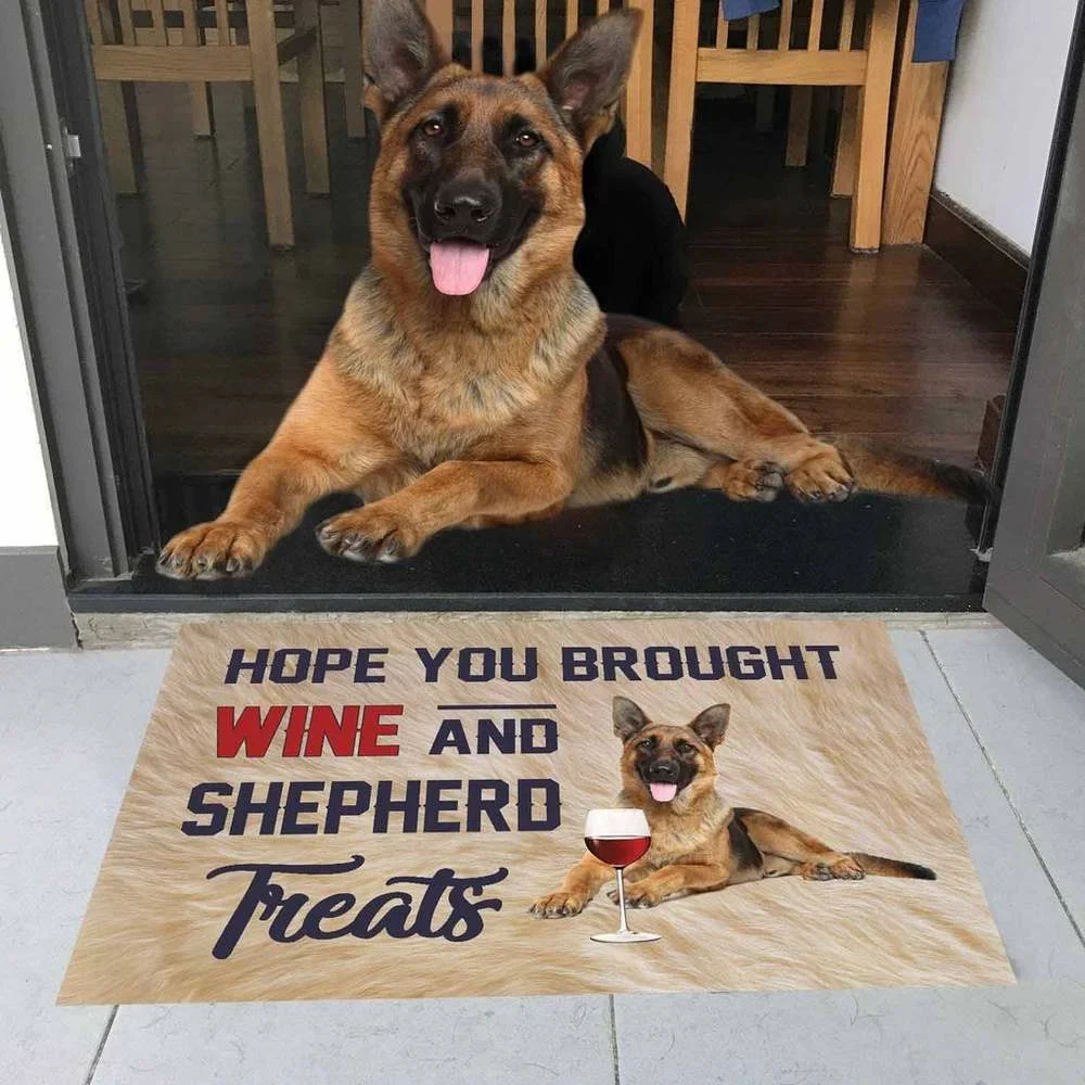 CLOOCL Pet Dog German Shepherd Drink Red Wine Doormat 3D Print Carpet Anti-Slip Mats Kitchen Mat for Floor Floor Mat In The Room