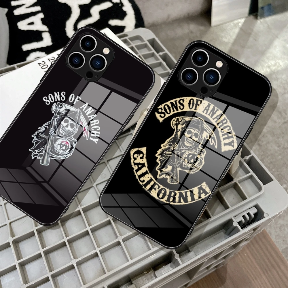 Sons of Anarchy Phone Case Tempered Glass For IPhone 15 14 13 12 11 Pro Max Plus Samsung S24 Ultra S23 Fe S22 Covers