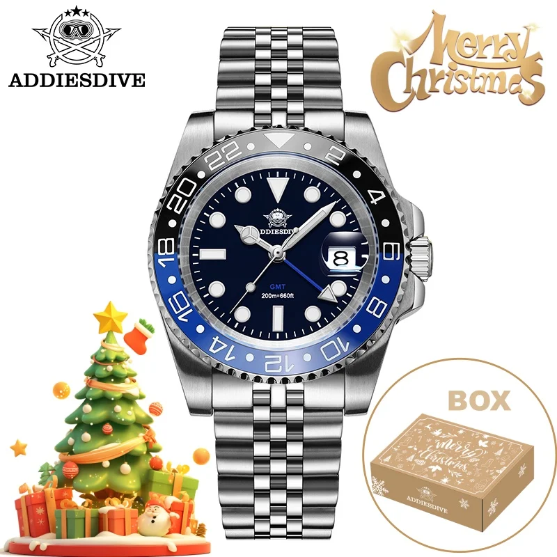 

ADDIESDIVE AD2050 Men's GMT Watch Christmas Gift Swiss Ronda 515-24 BGW9 Super Luminous 20Bar Waterproof reloj Quartz Watches