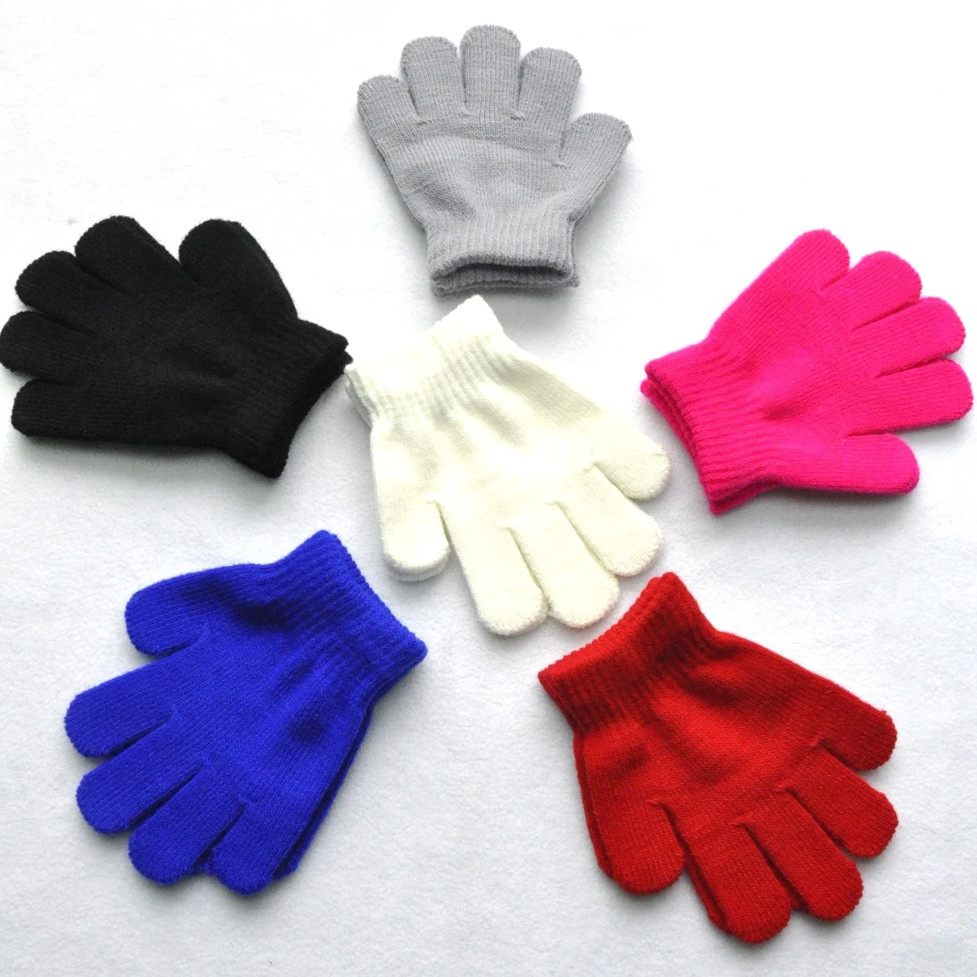 Children Knitted Gloves Winter Kids Pupil Student Solid Furry Full Finger Mittens Autumn Writing Warmer Hand For 3-7 Years Old