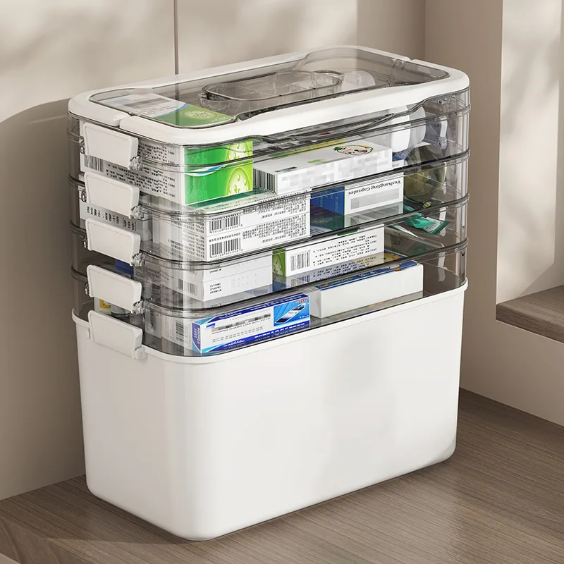 Multi-Functional Multi-Layer Storage Box, Suitable for Organizing Tools, Medicine Boxes, Medicine Chests, Crafts, Sewing Tools, Small Accessories, Wardrobe Storage Boxes, Stationery and Documents, Office Supplies, and for Multi-Purpose Storage in the Living Room and Bathroom, with a Handle for Easy Travel and Portability