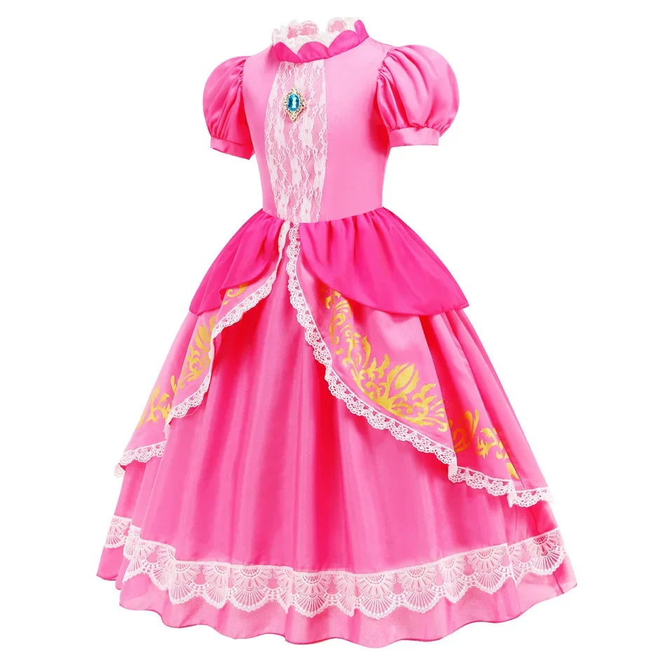 Girls Peach Dress Halloween Princess Cosplay Costume Kids Gowns Children Fancy Outfits