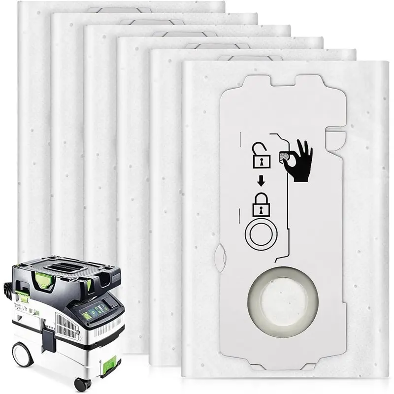 

HOES-For Festool CT MINI, CT MINI I, CT MIDI,CT MIDI I Compatible 6 Pack 204308 CT Mini/Midi-2/5 Filter Bags For 2019 Onward Mod