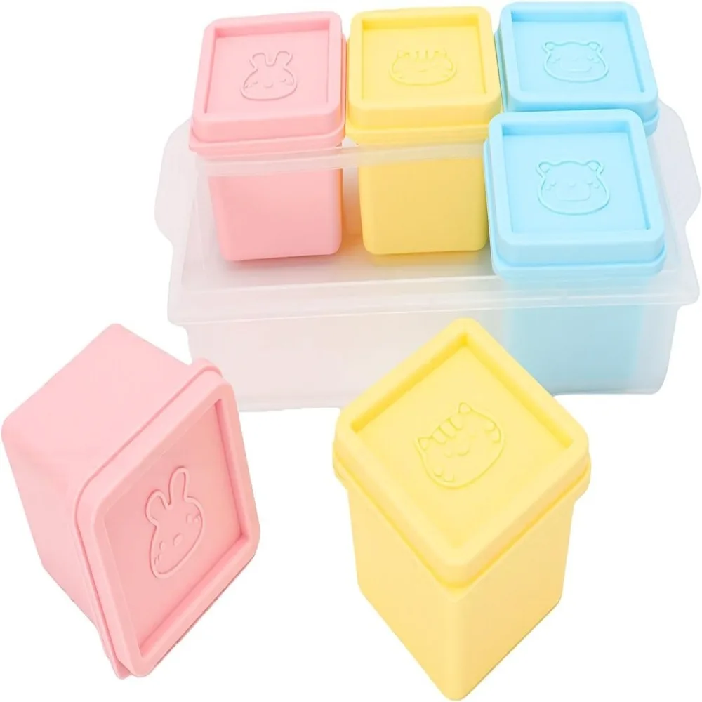 Freezer Friendly Silicone Pet Food Tray 6 Grid Easy Release Silicone Storage Box Stackable Lidded Pet Food Mold Pet Meal Prep
