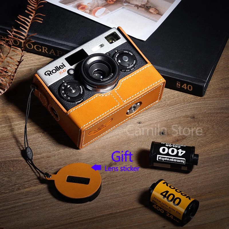handwork Photo Camera Genuine leather cowhide Bag Body BOX Case For Rollei 35AF 35 af Film camera Protective sleeve base