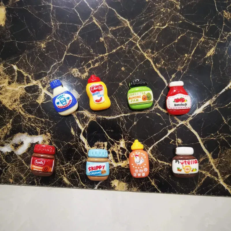 8PCS Seasoning Bottle Refrigerator Magnets Kawaii Cartoon Food Fridge Magnets Cute Decorative Magnets Locker Cabinet Accessories