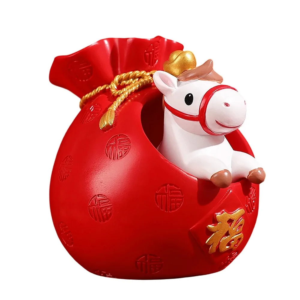 

Fortune 2026, украшения-талисманы года лошади, милые фигурки лошадей из смолы зодиака, реалистичная счастливая сумка, фигурки лошади, украшение для стола, стола