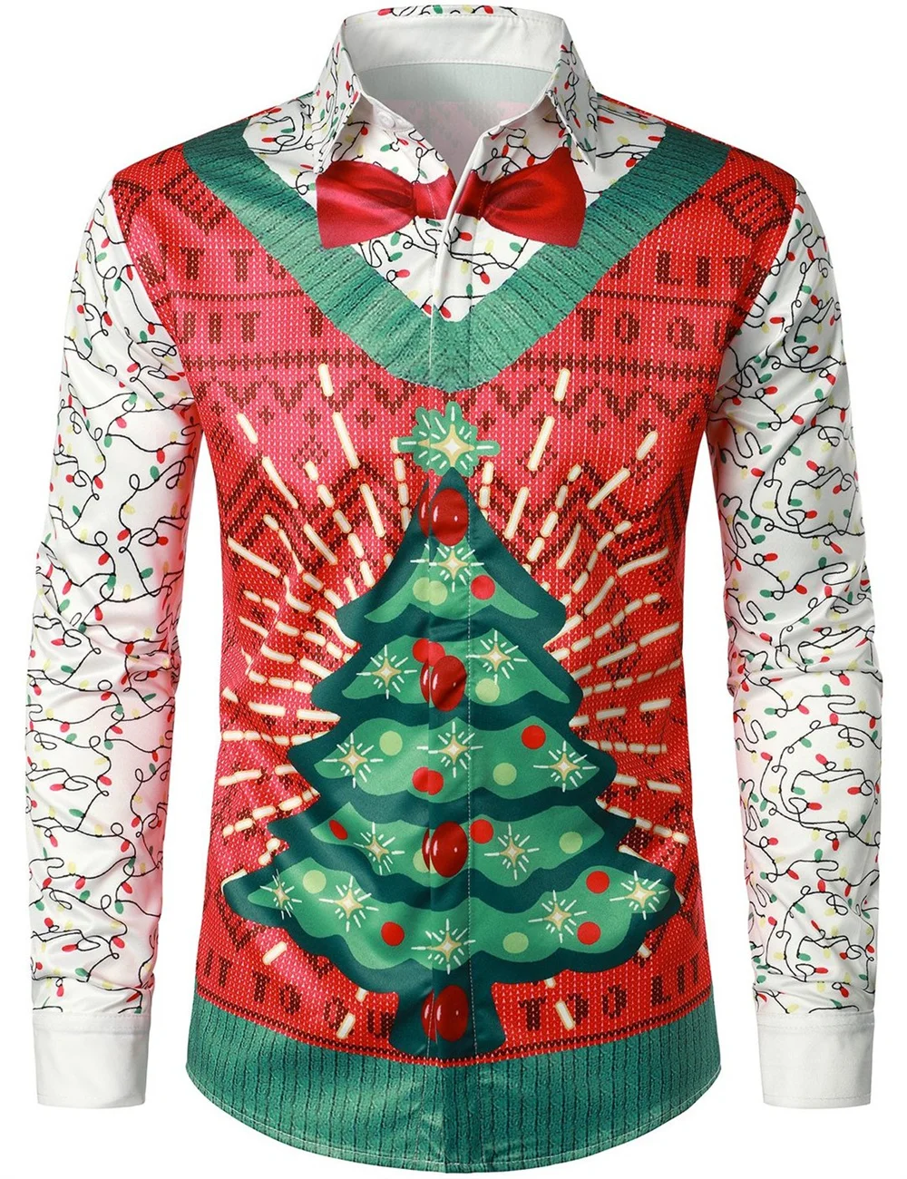 New 2024 Street Party Social Christmas Shirt 2024 men's Printed Shirt Plus Size Comfortable high-end Shirt Classic Santa Claus