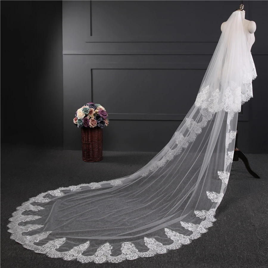 Wholesale White Ivory Cathedral Wedding veils velo welon Bridal veils Wedding accessories vestidos de novia Casamento hochzeit