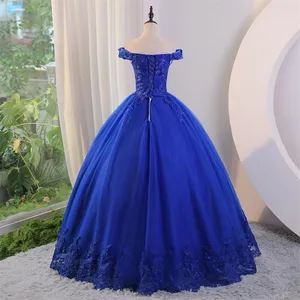 Ashley Gloria Summer New Blue Quinceanera süße Kleider Blumenboden Kleid Luxus Lace Ball Kleid Klassische Boho -Kleider für Mädchen 10 Hauptverkaufskleider - №4