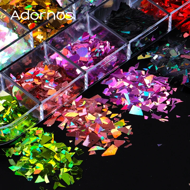 Holographic Irregular Nail Glitter Flakes Nail Art Accessories Large Fragments Colorful Sequins Nails Supplies For Professionals