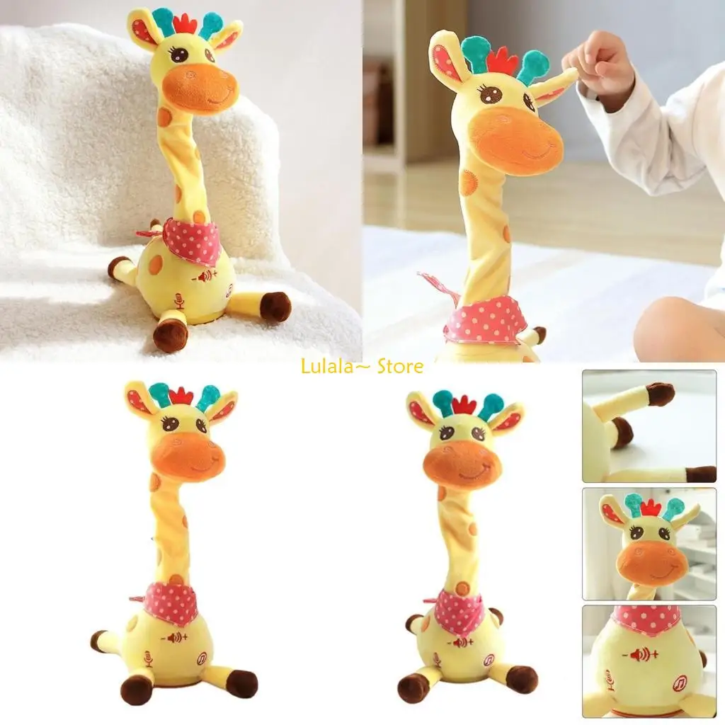 Y4QA Adorable Giraffe Plush To Tunes for Children Singing Dancing Doll
