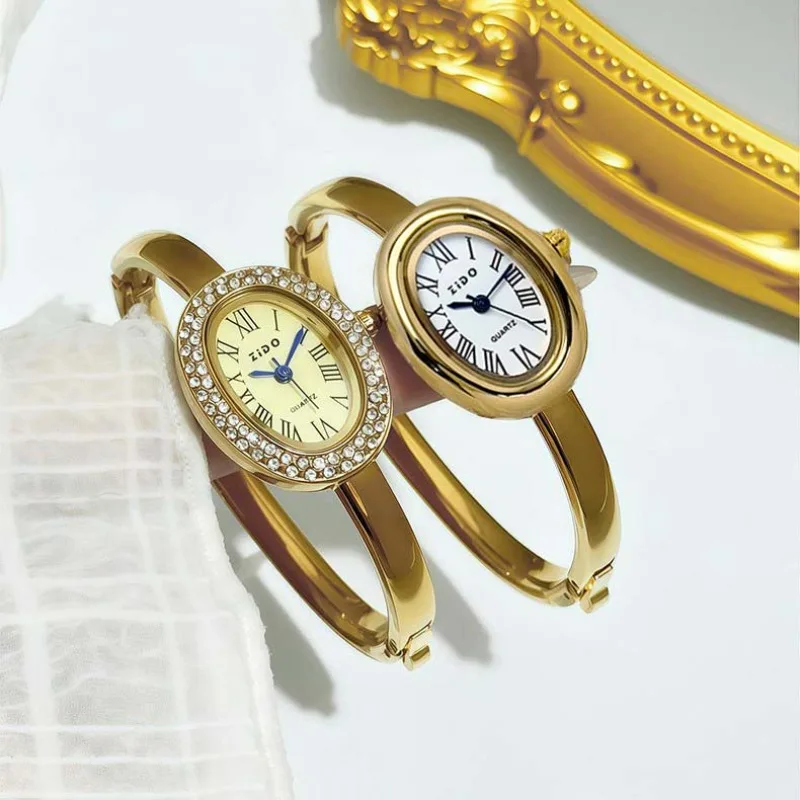 Hot Sale Gold Bracelet Watch Fashion Oval Roman Dial Women Quartz Watch Luxury Gift Wristwatches Dropshipping Relojes Para Mujer