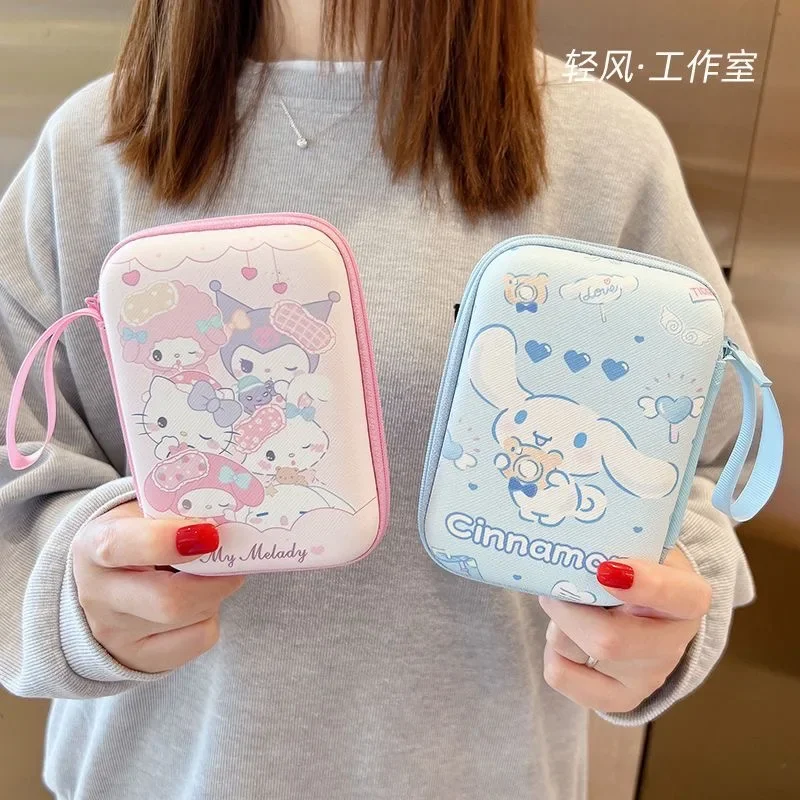 Anime Sanrio Kawaii Hello Kitty Pochacco My Melody Kuromi Waddle Dee Earphone Data Line Storage Box Portable Coin Purse