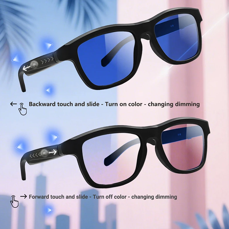 

Touch Control Color Changing Sunglasses Men Women Electrochromic AI Intelligente Translation calling Music Player Bluetooth