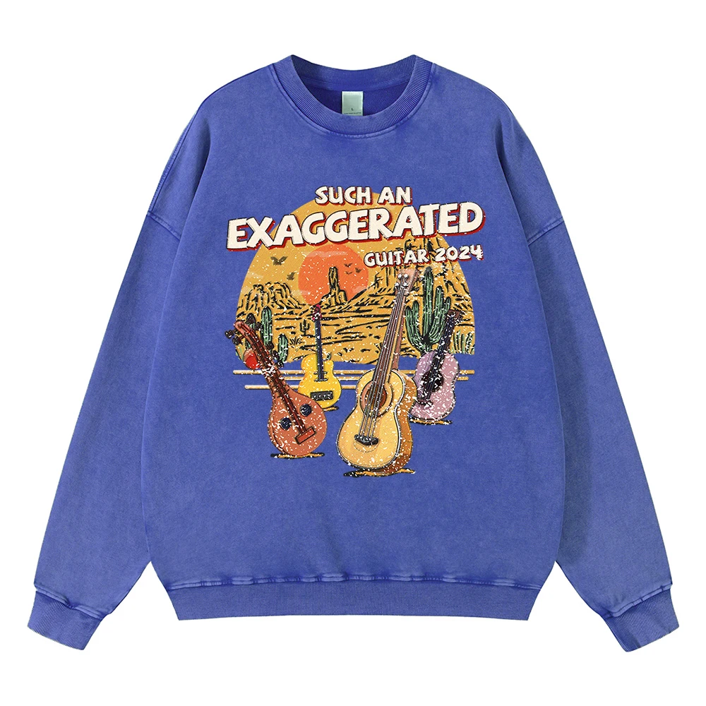 

Vintage Distressed Washing Such An Exagger Ated Guitar 2024 Men Hoody Streetwear Hip Hop Loose Cotton Pullover Oversized Clothes