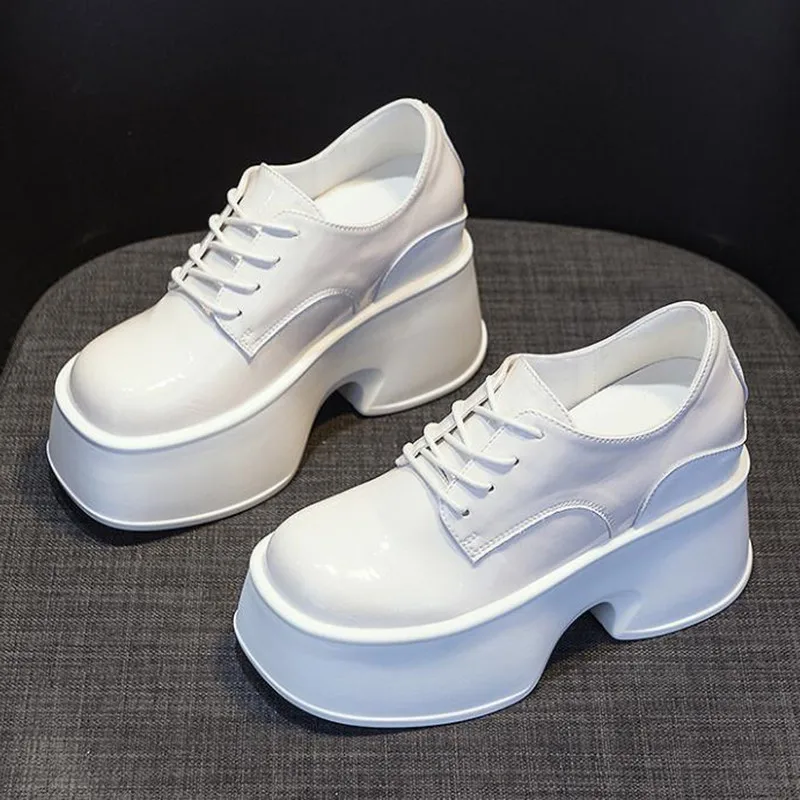 

11CM New Natural Cow Genuine Leather Platform Wedge Sneakers Pumps Fashion Autumn Women ROME Ultra-Hidden Heels Vulcanize Shoes
