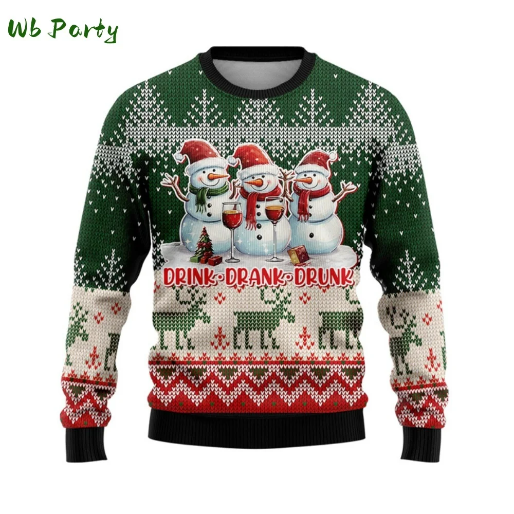 

Santa Claus Beer Ugly Christmas Sweater Men New 3D Printing Hoodie Tops Family Xmas Merry Christmas Round Neck Sweatshirtstops