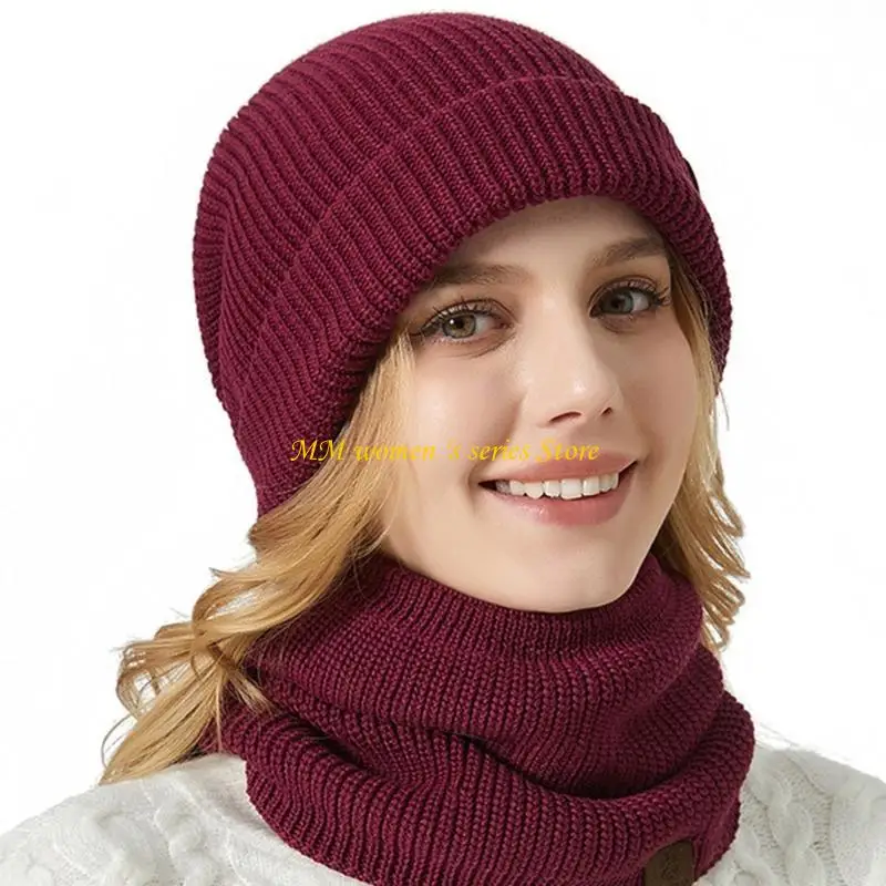 Q39C女性のためのネックゲイター付きの二重層のニット帽子