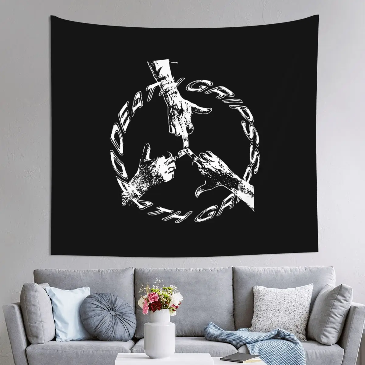 

Death Grips Tapestry Wall Hanging Hippie Polyester Wall Tapestry INS Throw Rug Blanket Wall Decor Yoga Mat