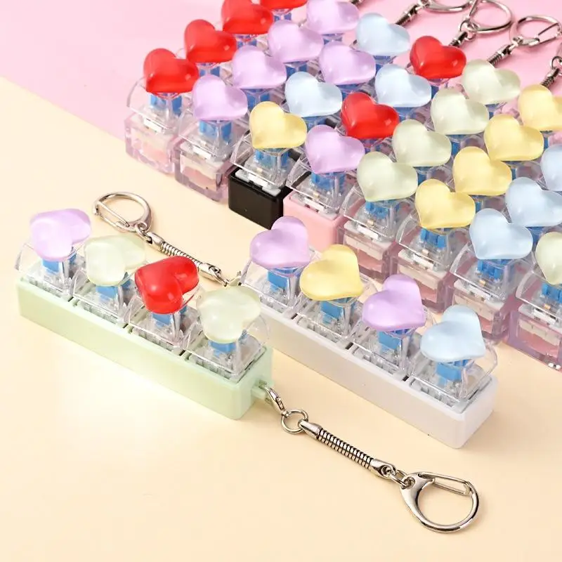 Soft Press Heart Keyboard Design Stress Relief Keychain Lightweight Bag Pendant Fidget Toy for Daily Relaxation Gift
