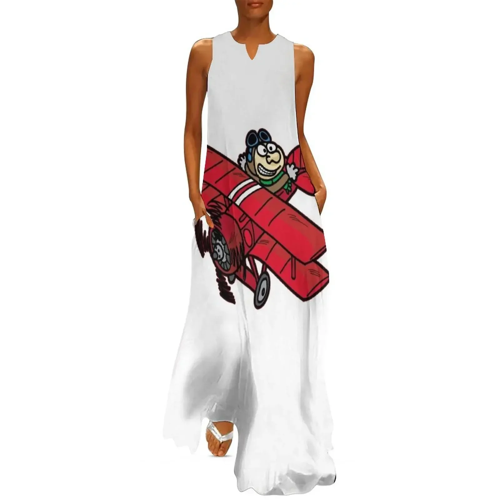 

RED BARON AIR PILOT biplane airplane cartoon Long Dress dresses for special events dresses for prom Dress